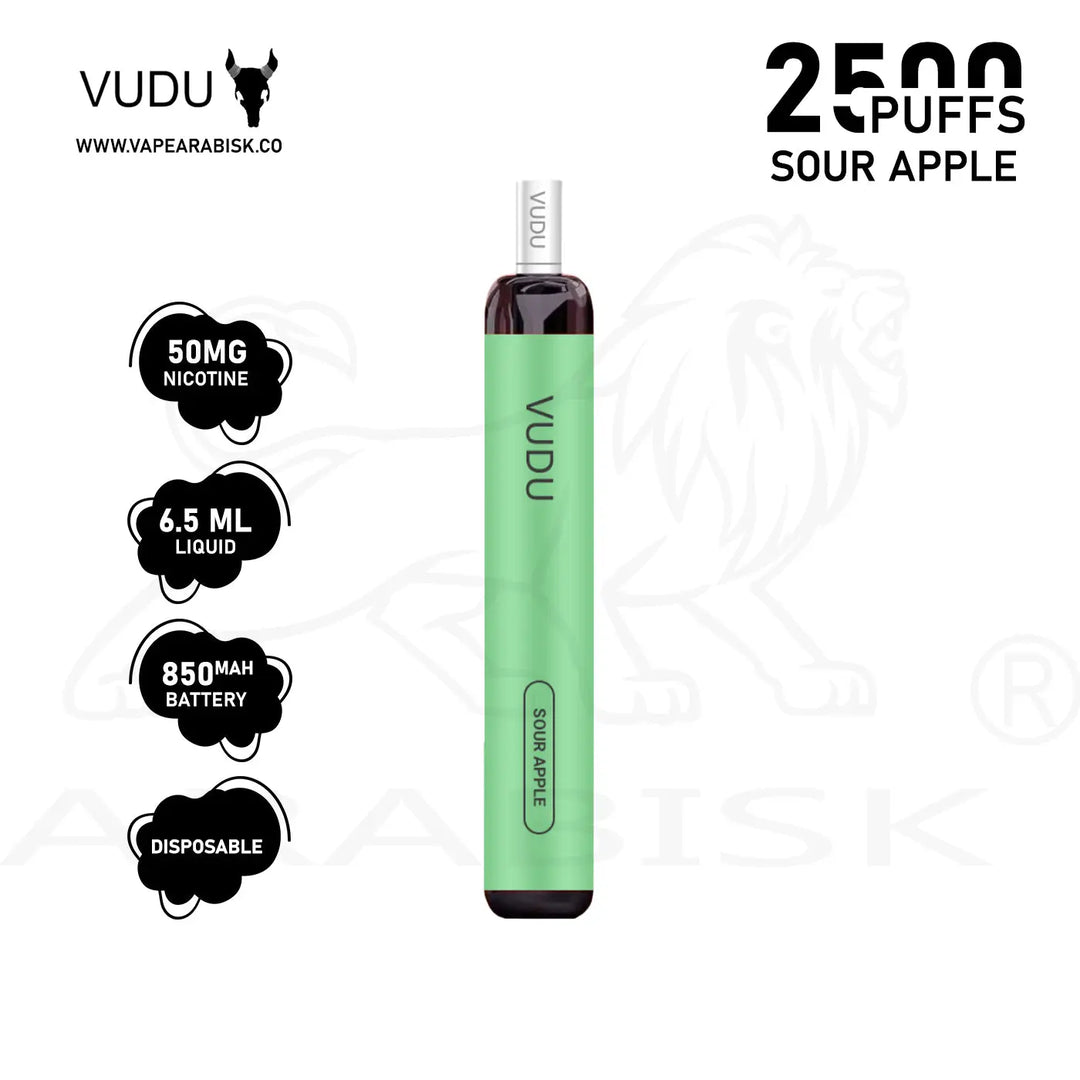 VUDU 2500 PUFFS 50MG - SOUR APPLE VUDU