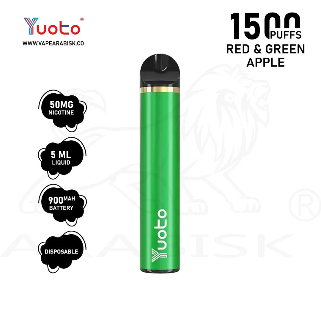 YUOTO 1500 PUFFS 50MG - RED & GREEN APPLE Yuoto