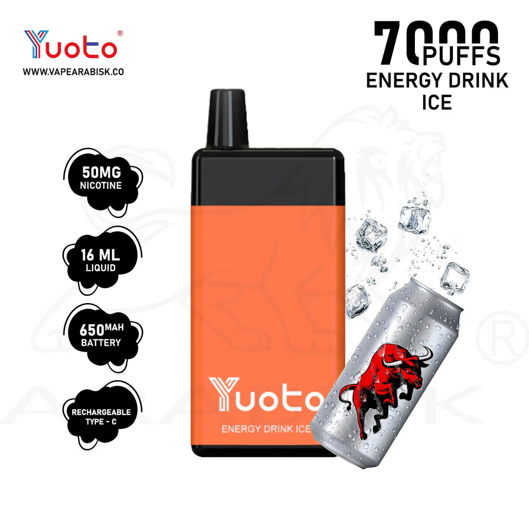 YUOTO BEYONDER 7000 PUFFS 50MG - ENERGY DRINK ICE 