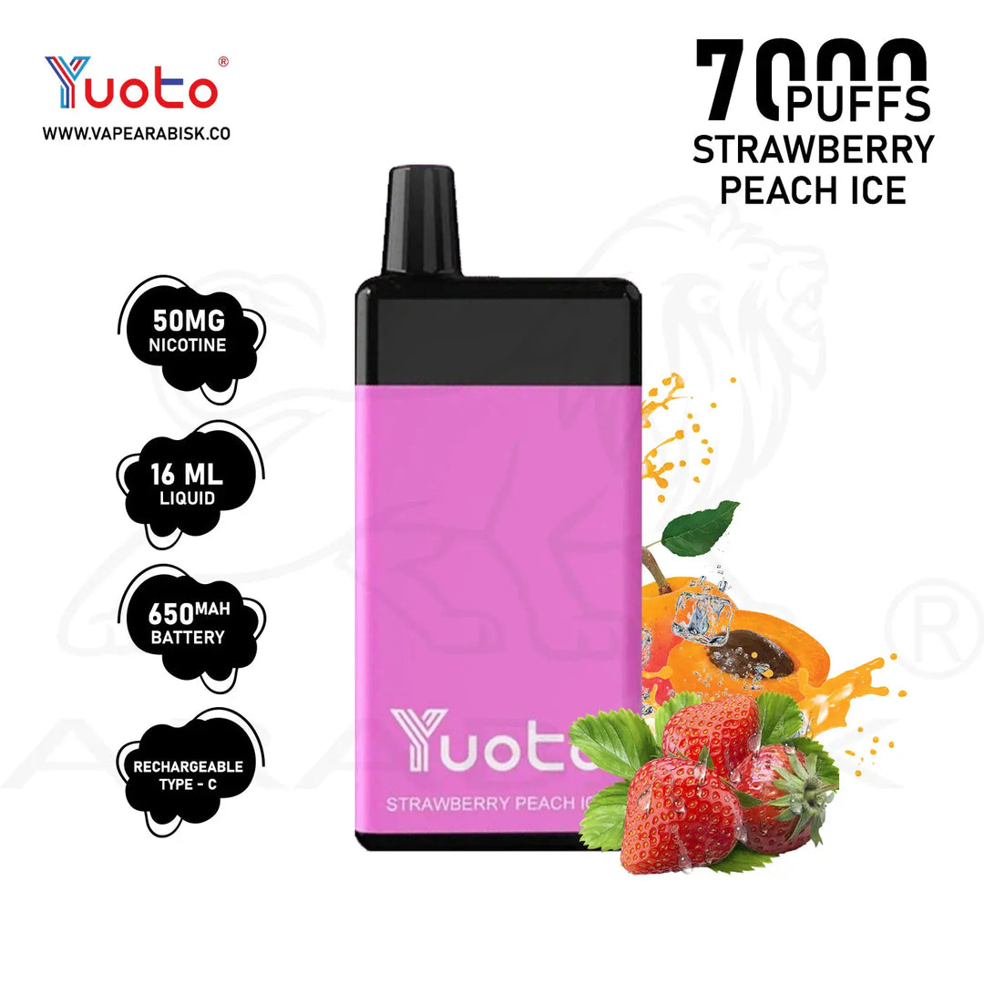 YUOTO BEYONDER 7000 PUFFS 50MG - STRAWBERRY PEACH ICE 