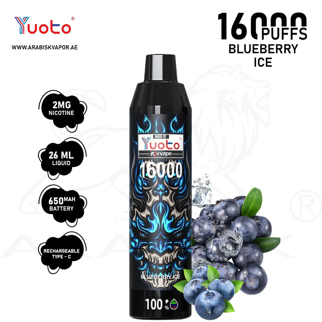 YUOTO KJV DEVIL 16000 PUFFS 2MG - BLUEBERRY ICE 