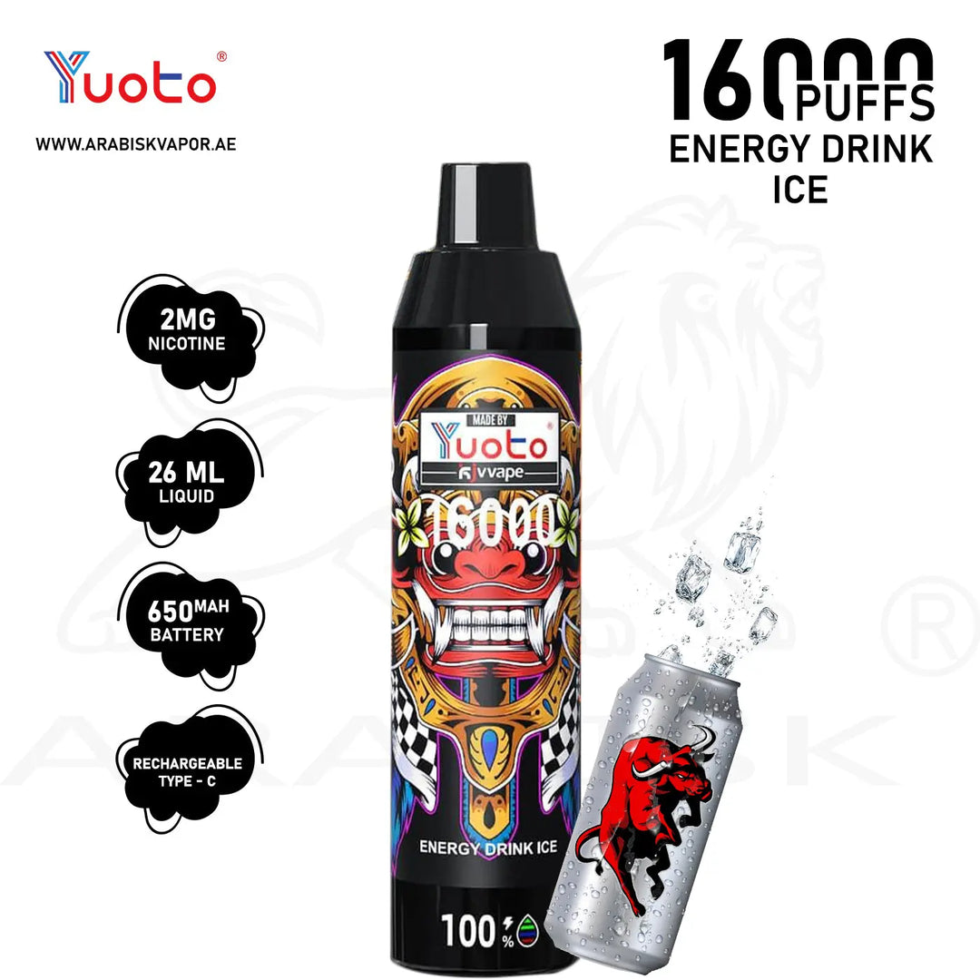 YUOTO KJV DEVIL 16000 PUFFS 2MG - ENERGY DRINK ICE 