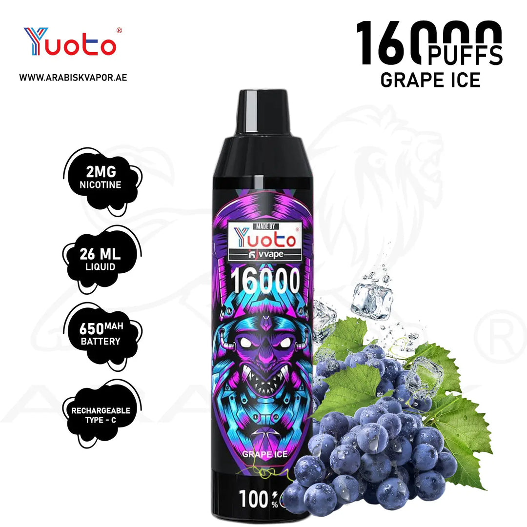 YUOTO KJV DEVIL 16000 PUFFS 2MG - GRAPE ICE 