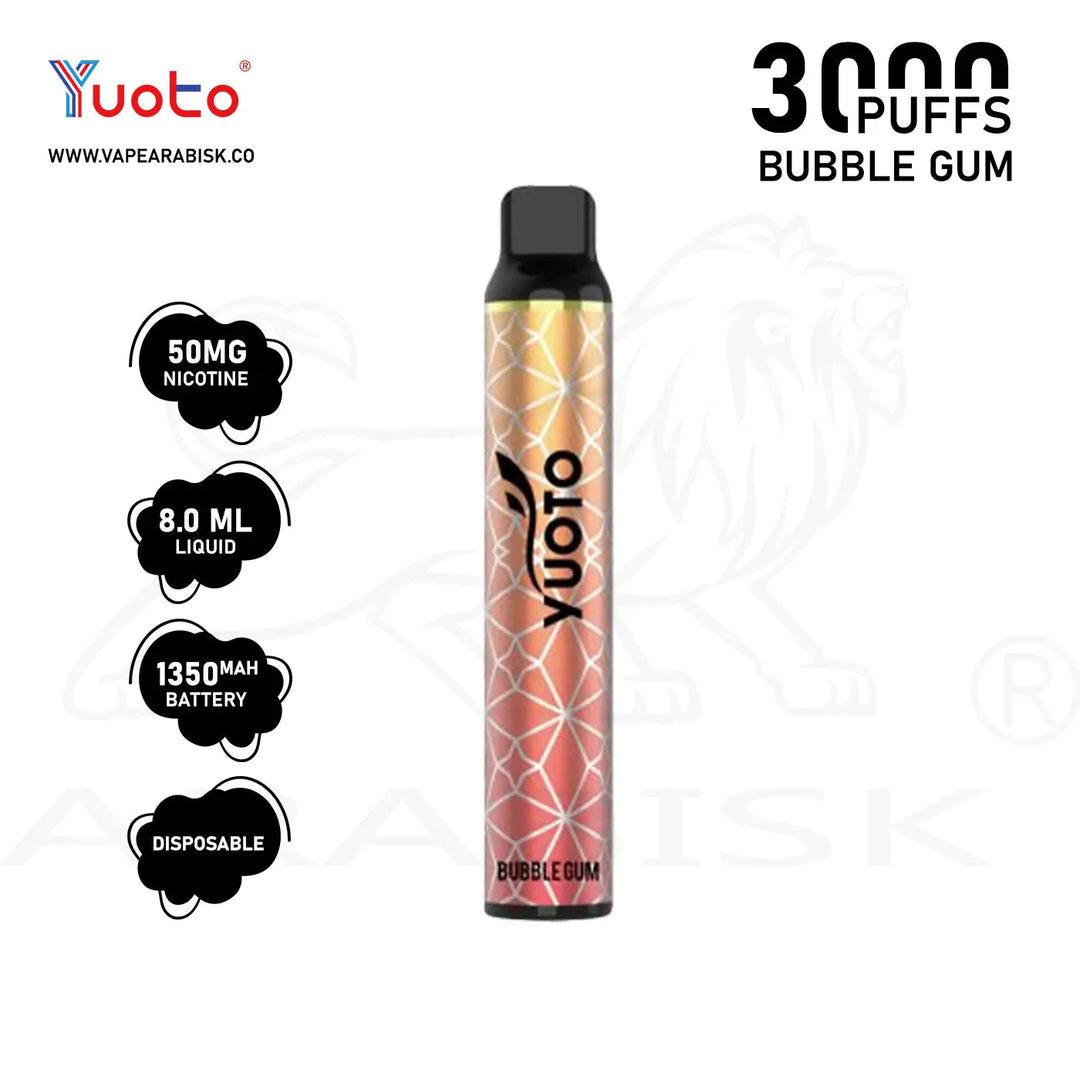 YUOTO LUSCIOUS 3000 PUFFS 50MG - BUBBLEGUM 