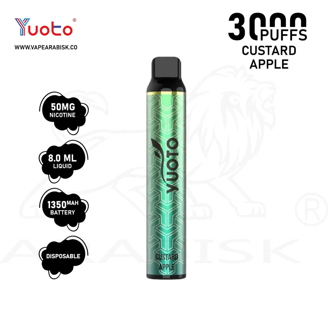 YUOTO LUSCIOUS 3000 PUFFS 50MG - CUSTARD APPLE 