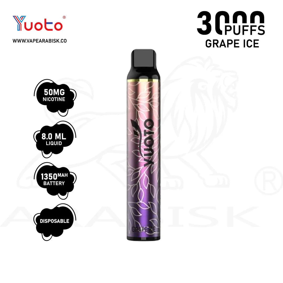 YUOTO LUSCIOUS 3000 PUFFS 50MG - GRAPE ICE 