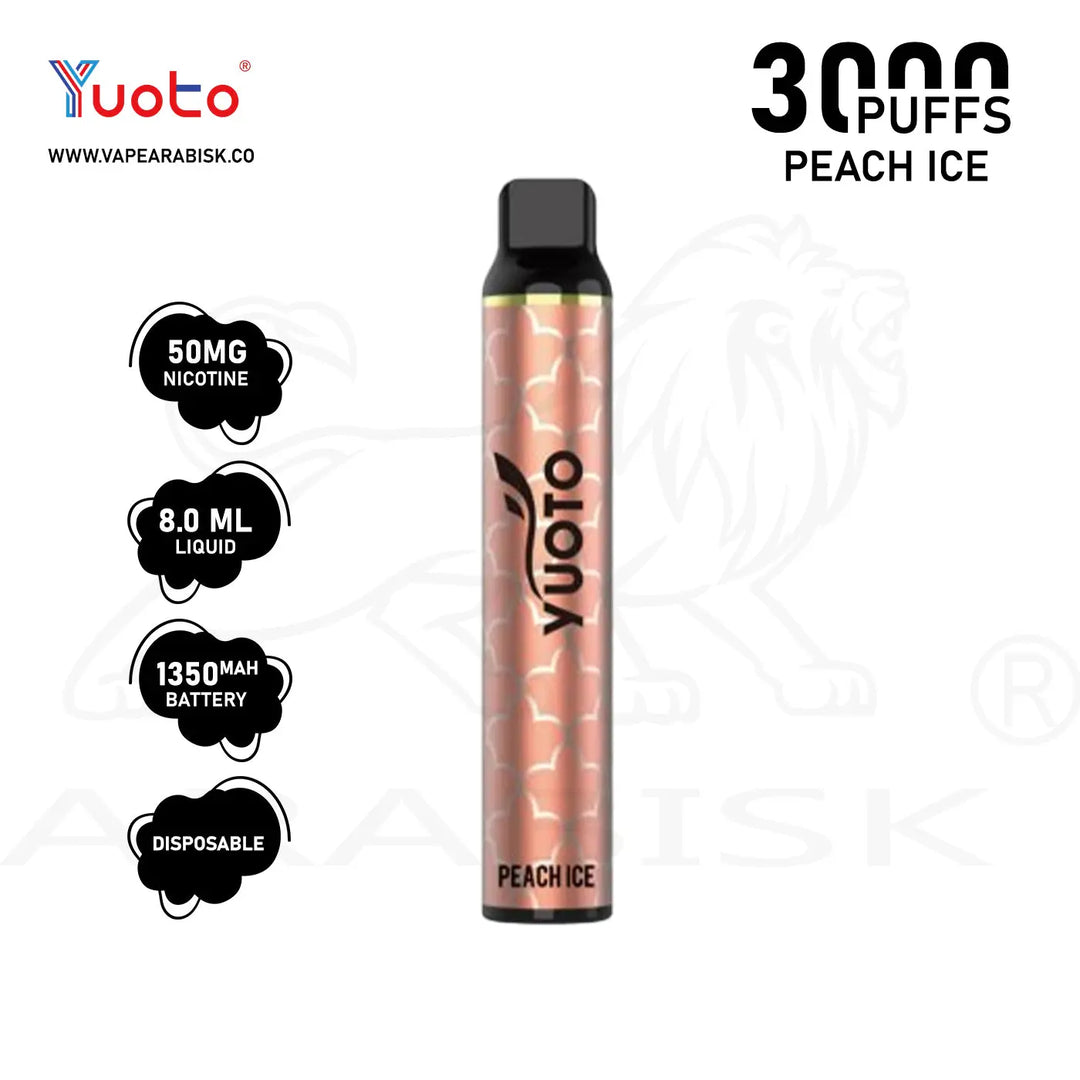 YUOTO LUSCIOUS 3000 PUFFS 50MG - PEACH ICE 