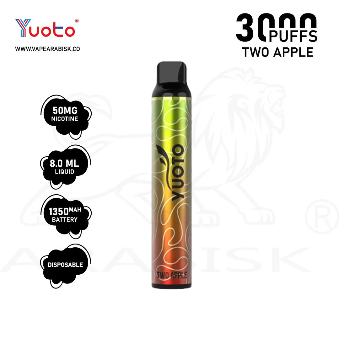 YUOTO LUSCIOUS 3000 PUFFS 50MG - TWO APPLE 