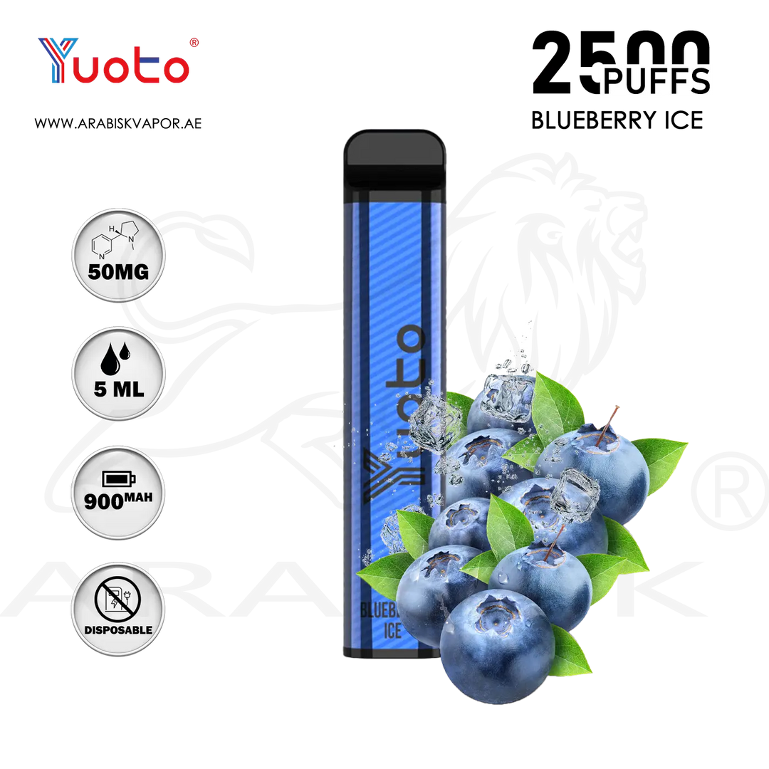 YUOTO - XXL Blueberry Ice 2500 Puffs 50mg Arabisk Vape YUOTO - XXL Blueberry Ice 2500 Puffs 50mg Arabisk Vape