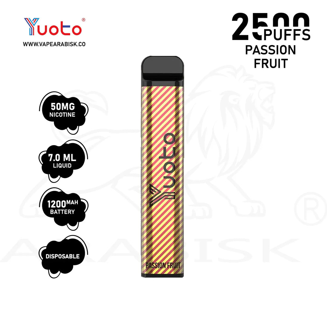 YUOTO XXL 2500 PUFFS 50MG - PASSIONFRUIT Yuoto