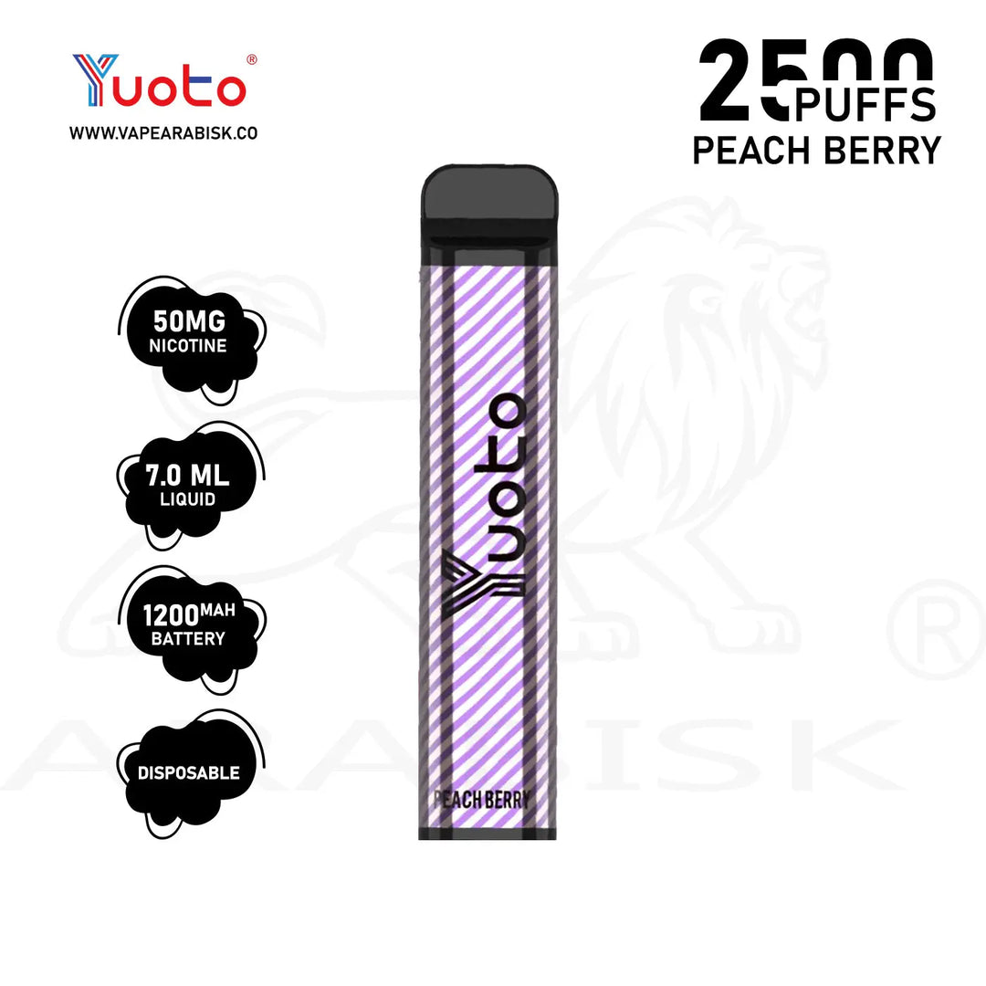 YUOTO XXL 2500 PUFFS 50MG - PEACH BERRY Yuoto